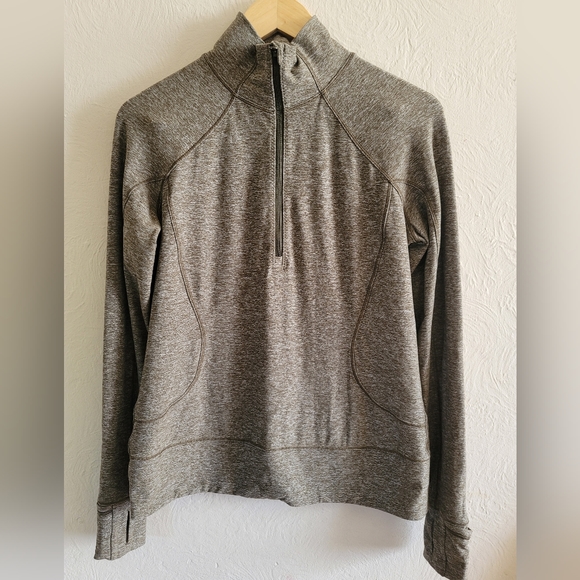 lululemon athletica Tops - Lululemon, Rush Hour 1/2 Zip, Heathered Military Green, Size 10